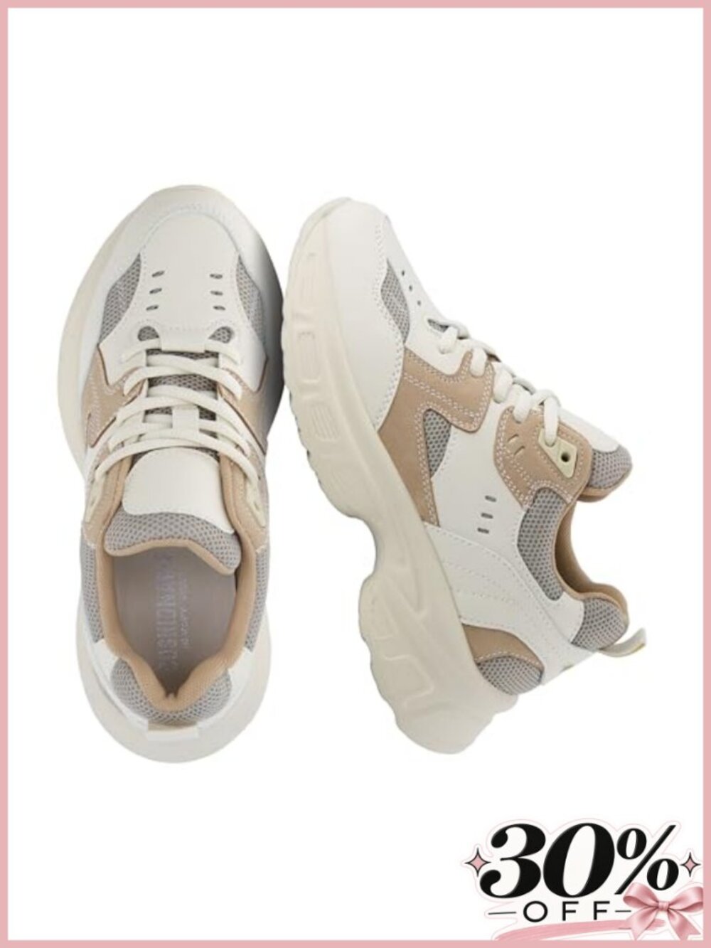 Chunky fashion sneaker with memory foam, vegan leather